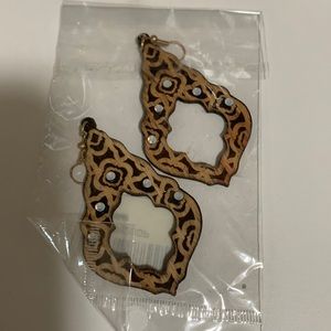 Brand new wooden earrings with crystals